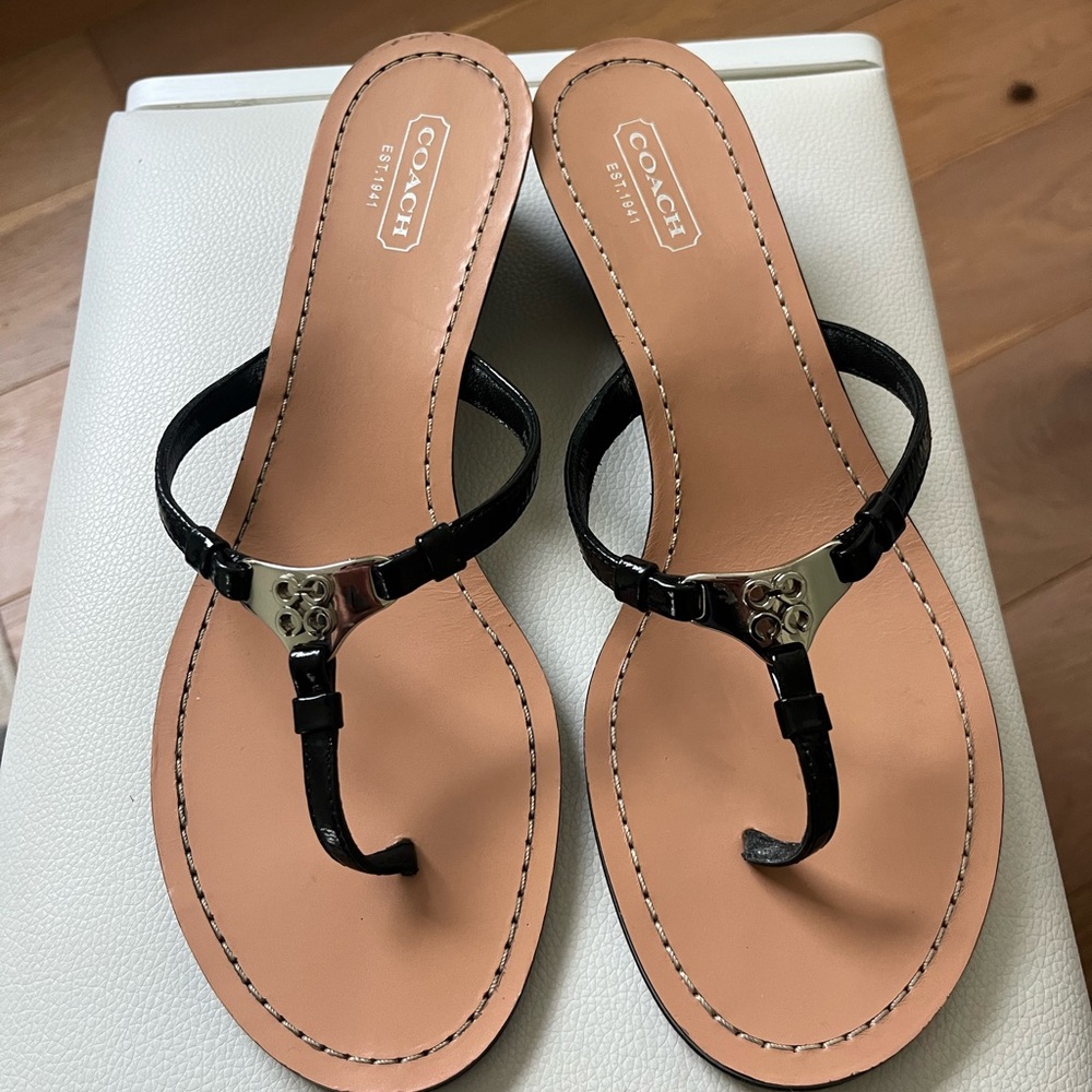 Vintage Black Platform Coach Women's Sandals